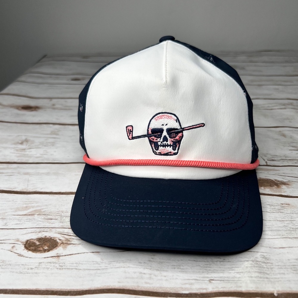 Puma Golf Snapback Hat Navy White Skull Golf Club Rope Cap OSFA 025724-02